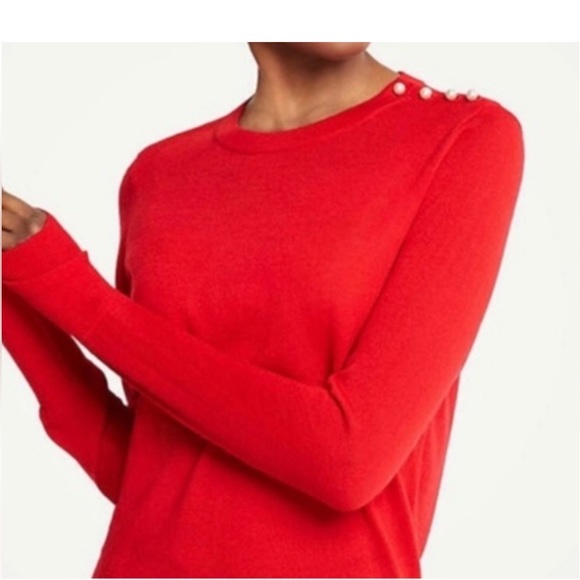 Red Sweater with Pearl Shoulder - Picture 1 of 6